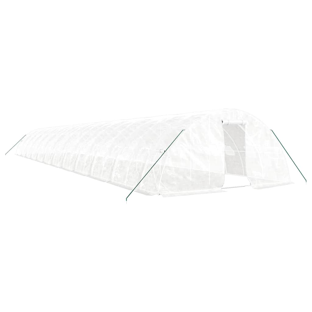 Gewächshaus mit Stahlrahmen Weiß 40 m² 8x5x2,3 m