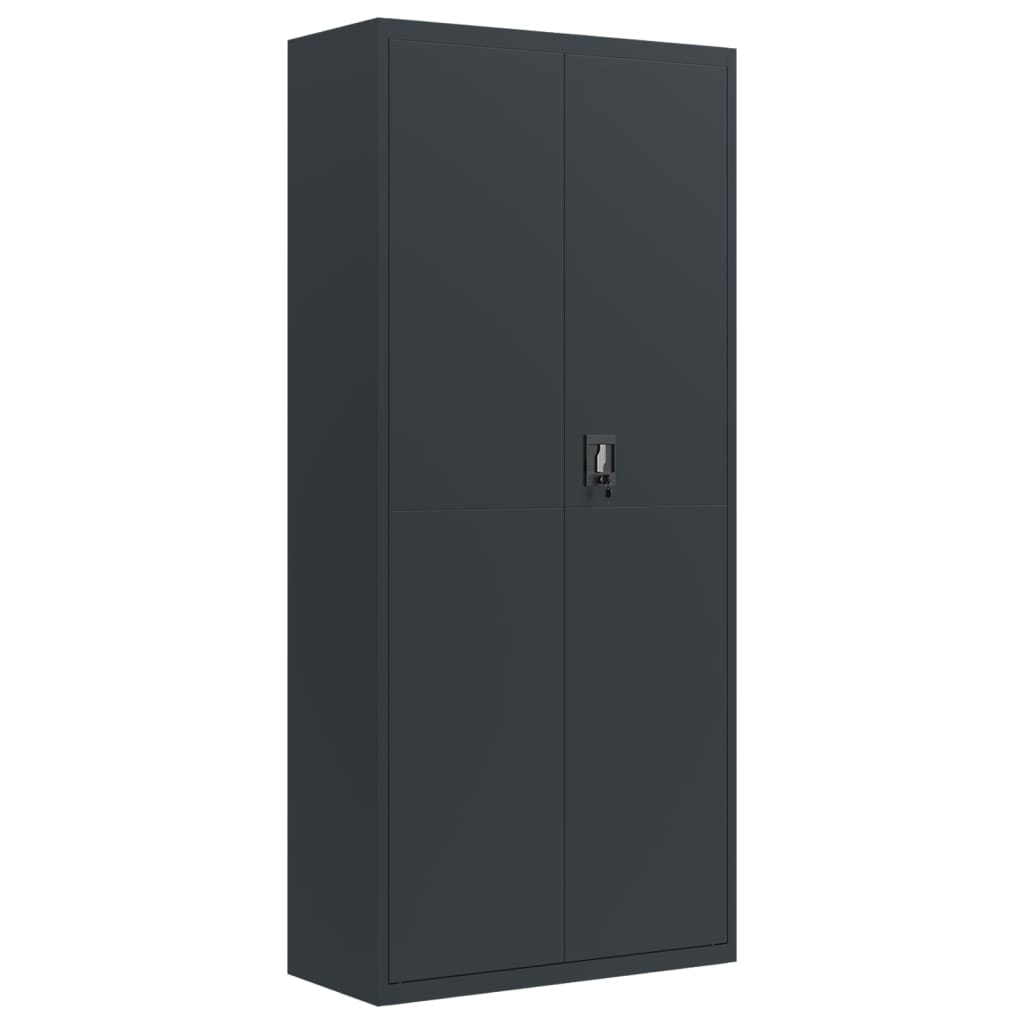 Aktenschrank mit 2 Türen Grau 90 cm Stahl