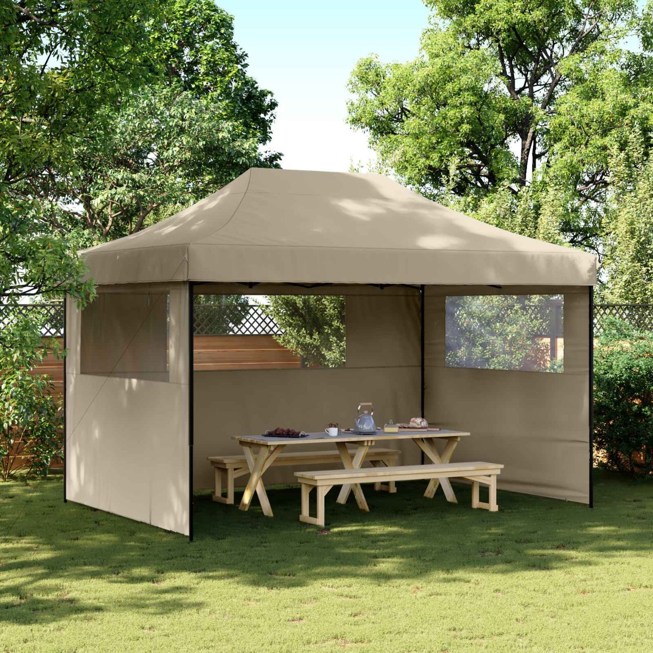 Partyzelt Faltbar Pop-Up Beige 410x279x315 cm