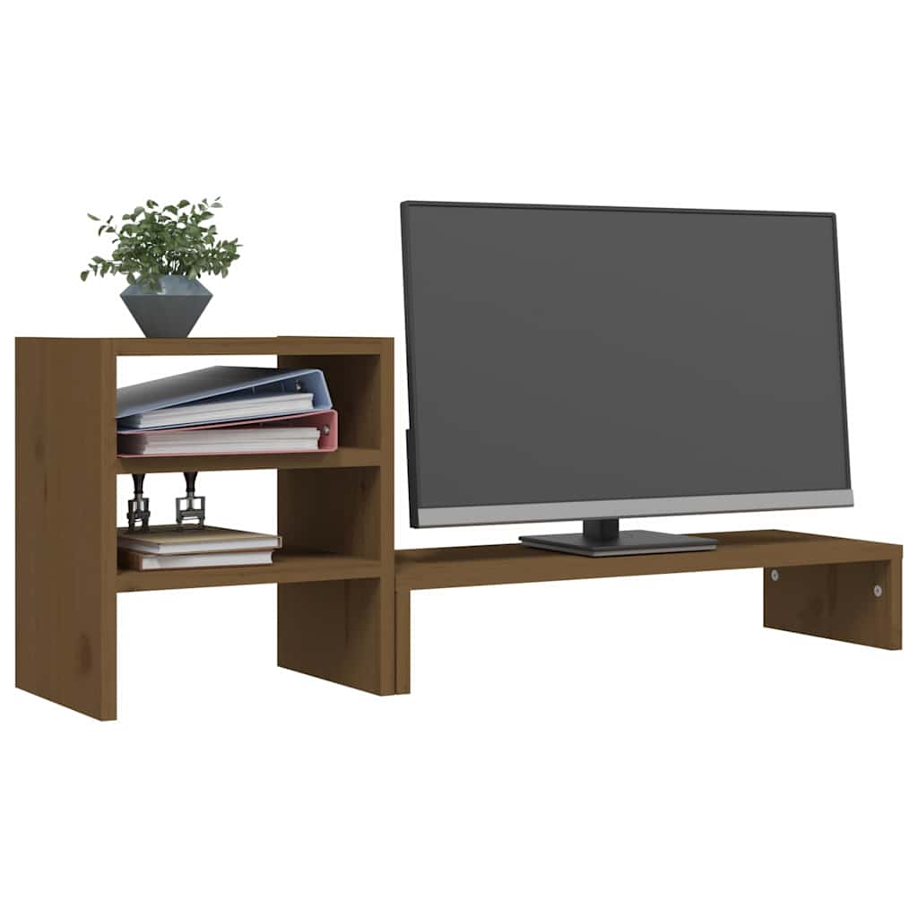Monitorständer 81x20x30 cm Massivholz Kiefer