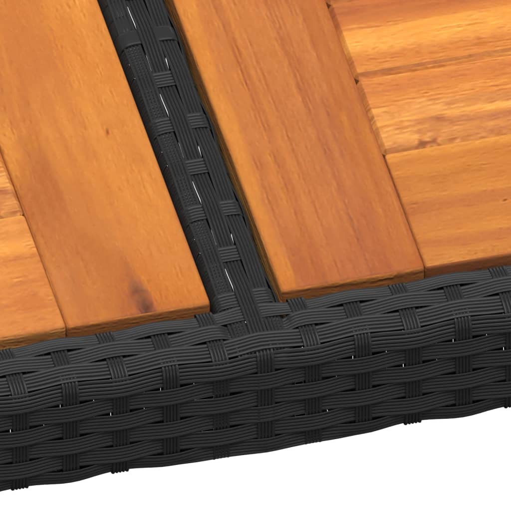 Gartentisch 150x90x75 cm Akazienholz und Poly Rattan Schwarz