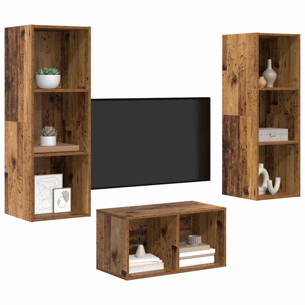 3-tlg. TV-Schrank-Set Weiß Holzwerkstoff