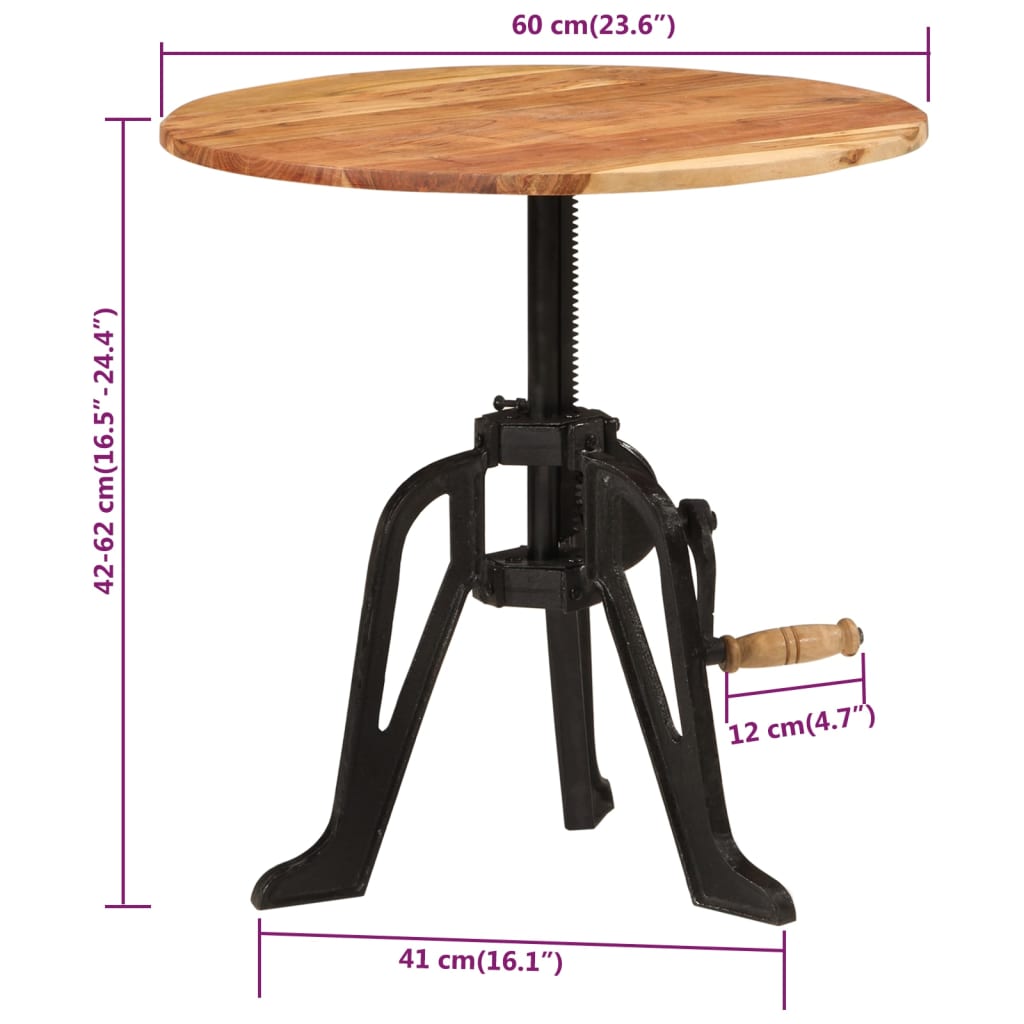 Beistelltisch 60×(46-63) cm Massivholz Mango und Gusseisen