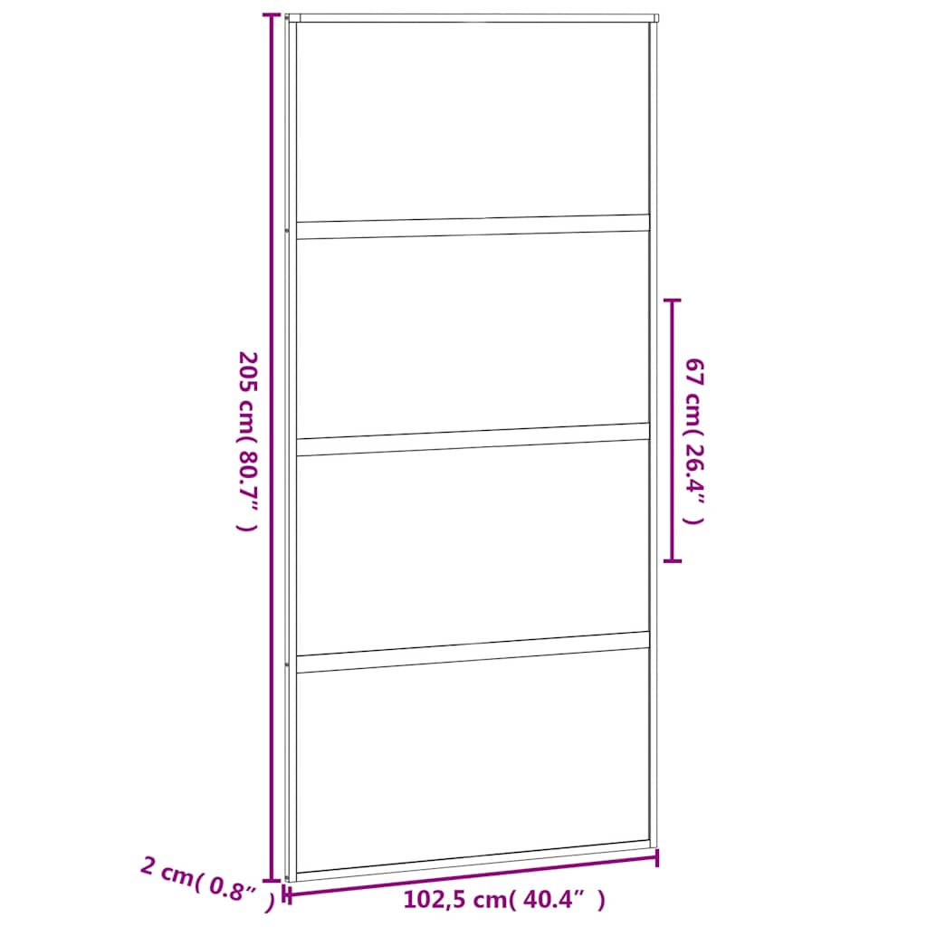 Schiebetür Aluminium und ESG Glas 90x205 cm Schwarz