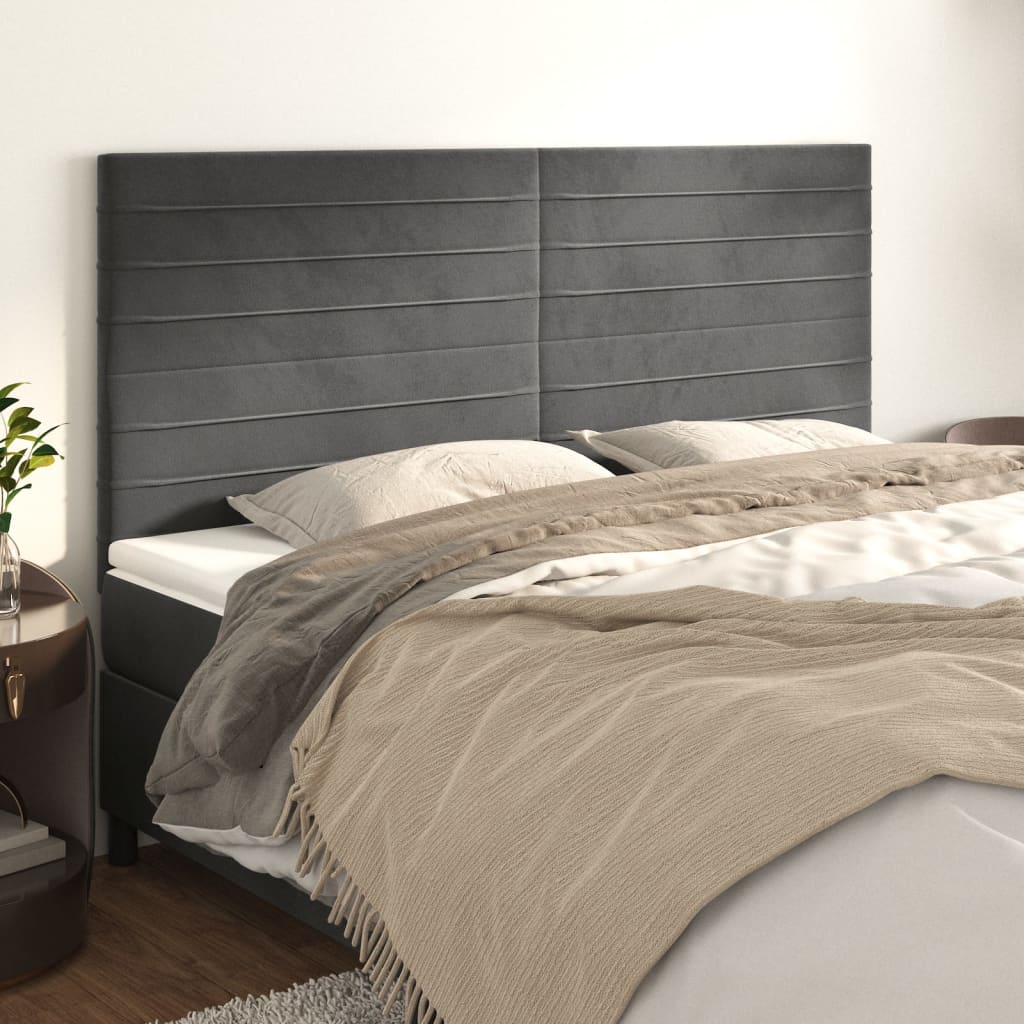 Kopfteil Hellgrau 80x5x118/128 cm Samt
