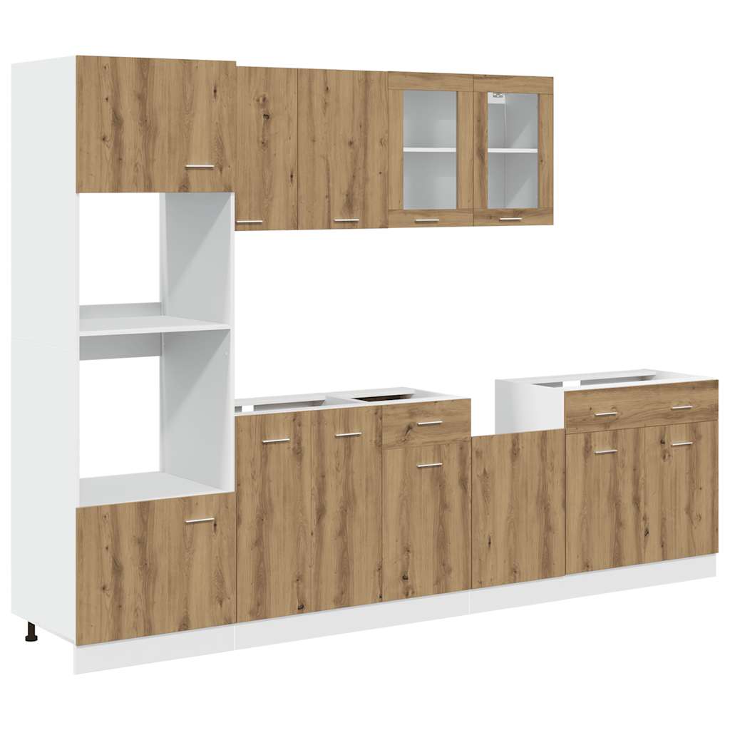 7-tlg. Küchenzeile Lyon Weiß Holzwerkstoff