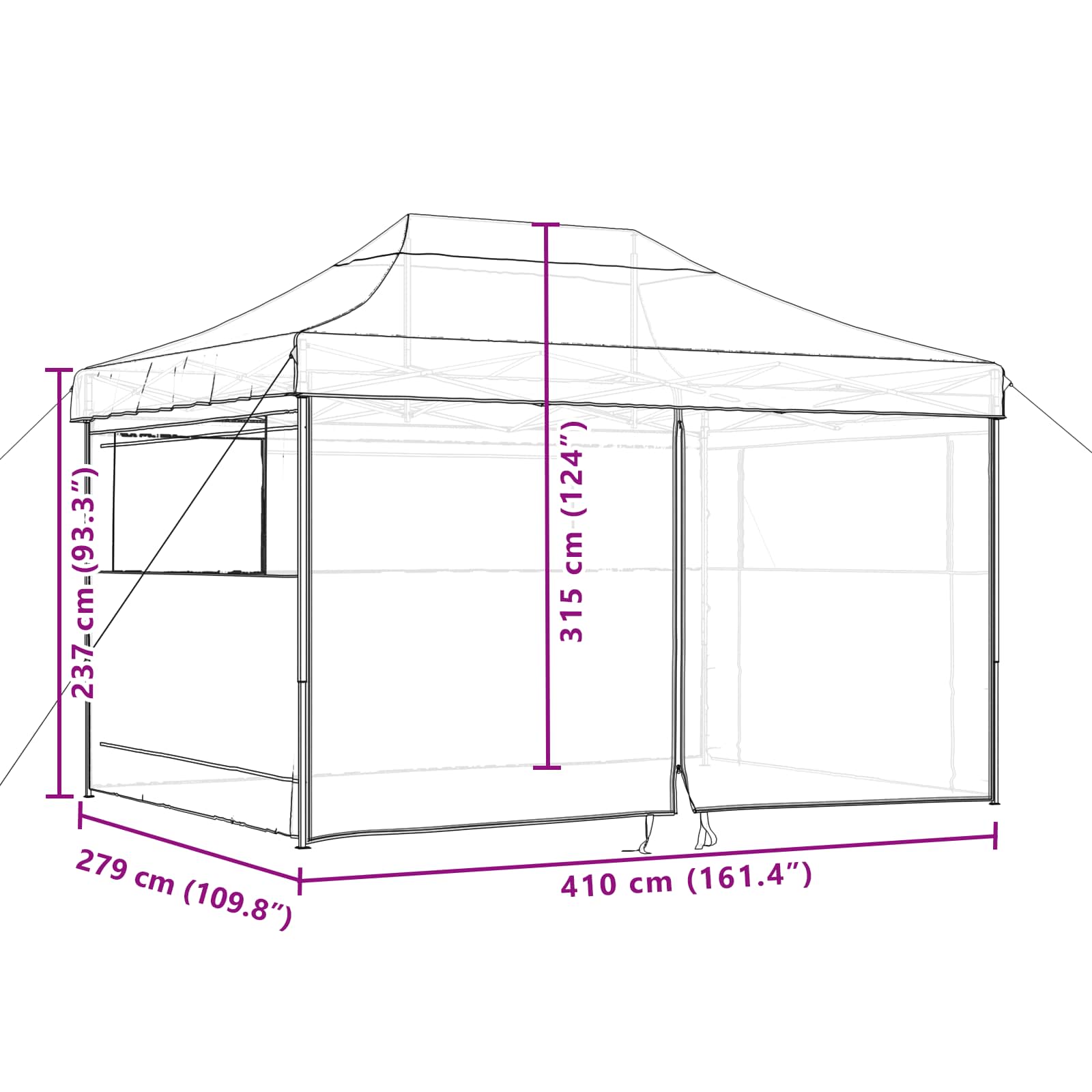 Partyzelt Faltbar Pop-Up Beige 410x279x315 cm