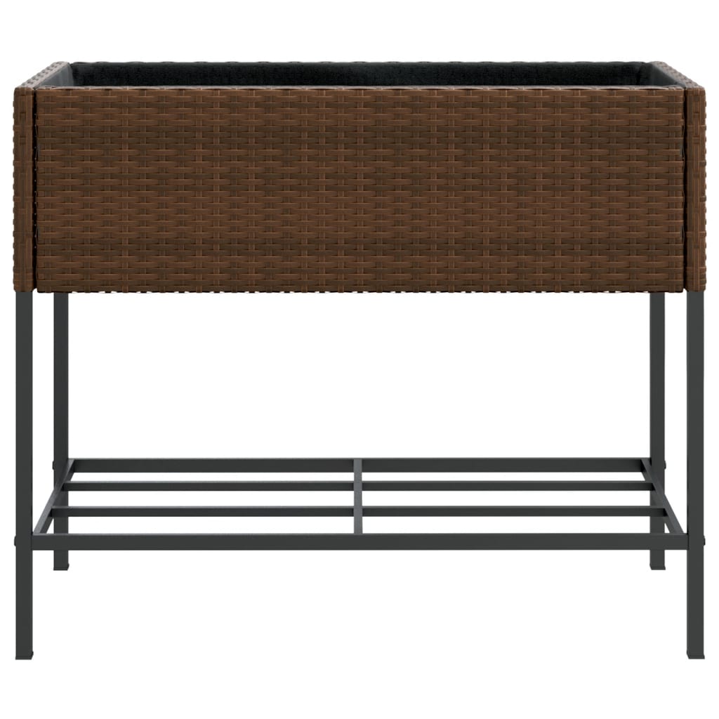 Hochbeete mit Ablage 2 Stk. Schwarz 70x28x70 cm Poly Rattan