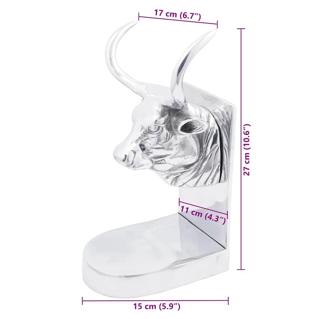 Buchstützen 2 pcs Silber 12 x 9 x 19 cm Aluminium