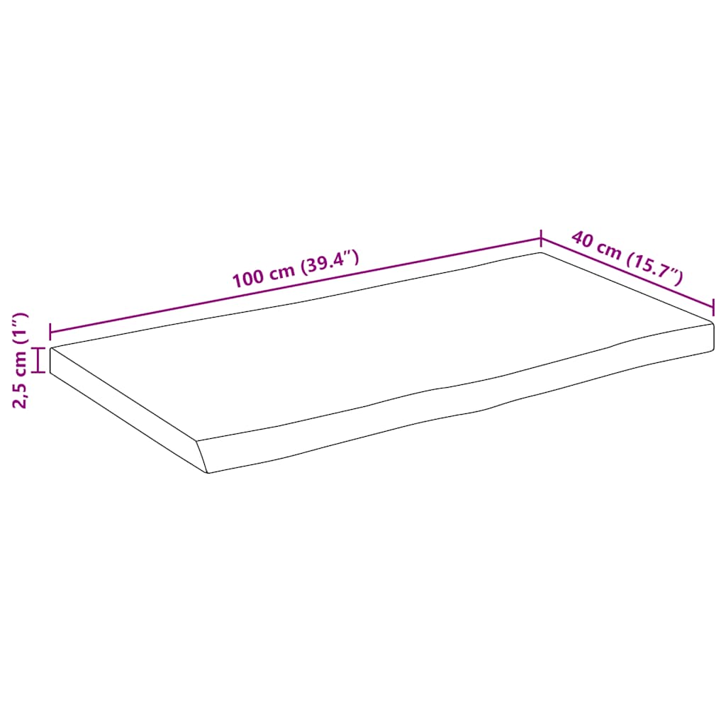 Tischplatte 40x40x2,5 cm Rechteckig Massivholz Akazie Baumkante