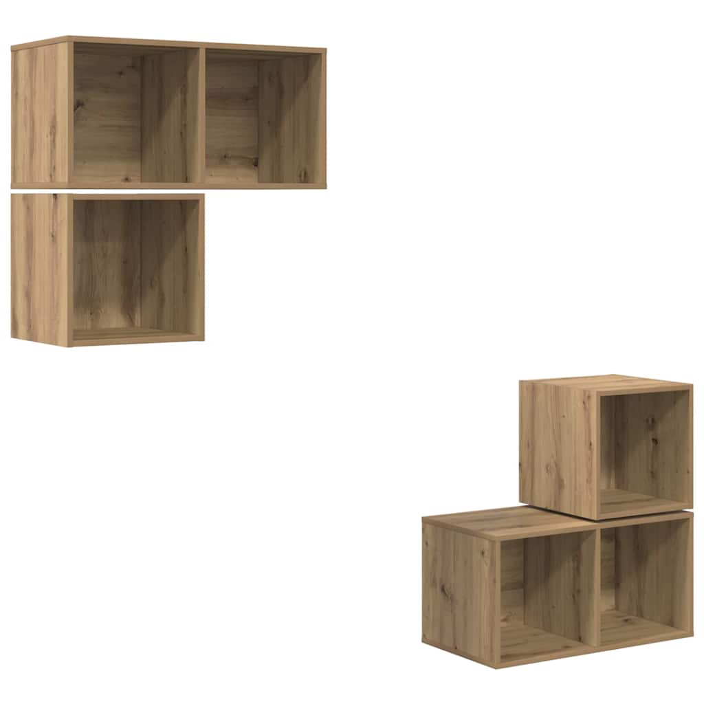 4-tlg. TV-Schrank-Set Weiß Holzwerkstoff
