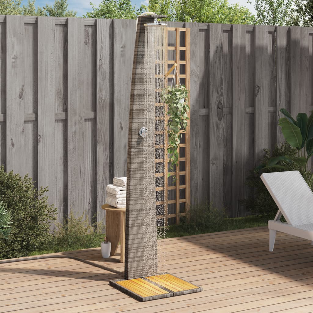 Gartendusche Schwarz 55x60x224 cm Poly Rattan und Akazienholz