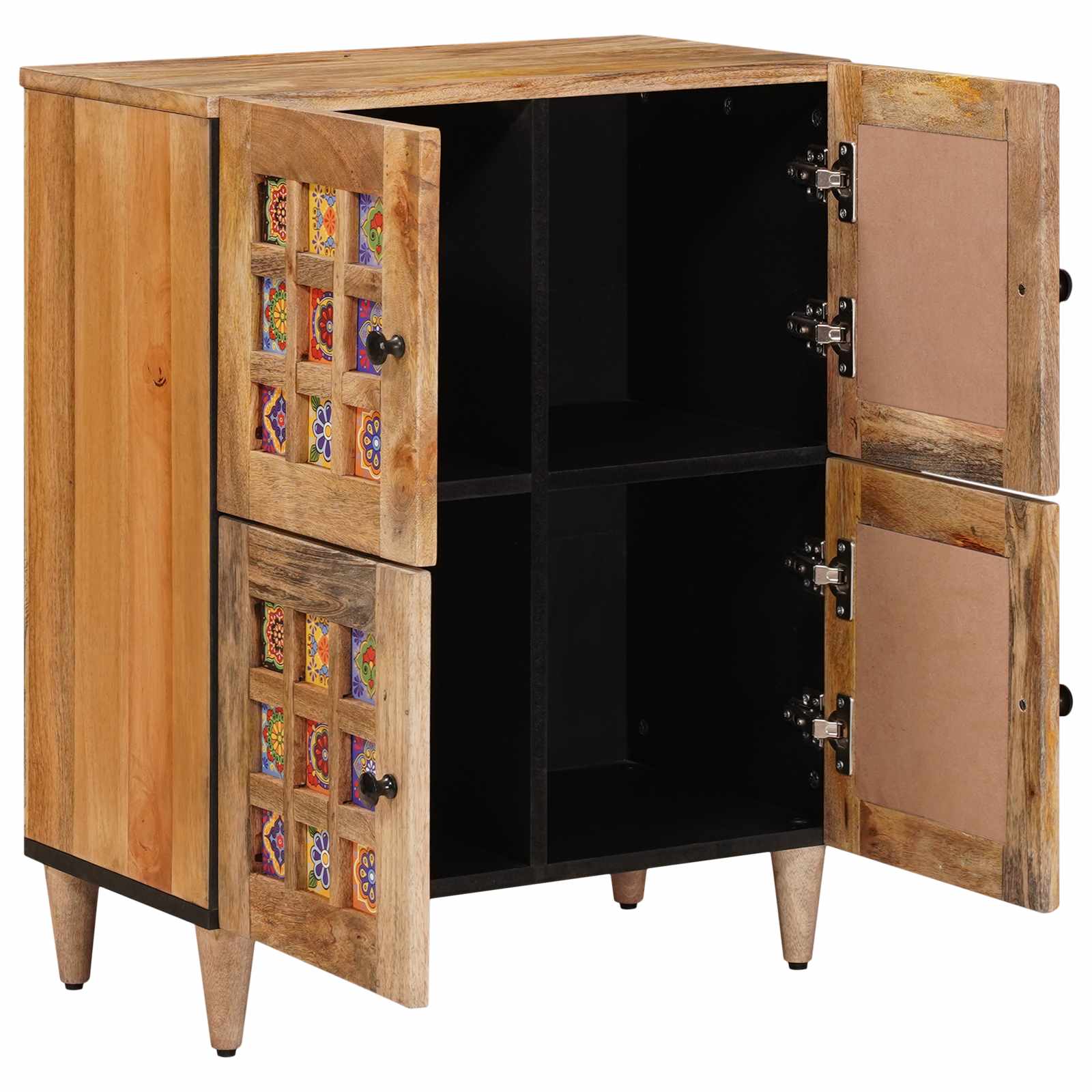 Sideboard mit Speicher Walnuss 60 x 33 x 75 cm Massivholz Mango