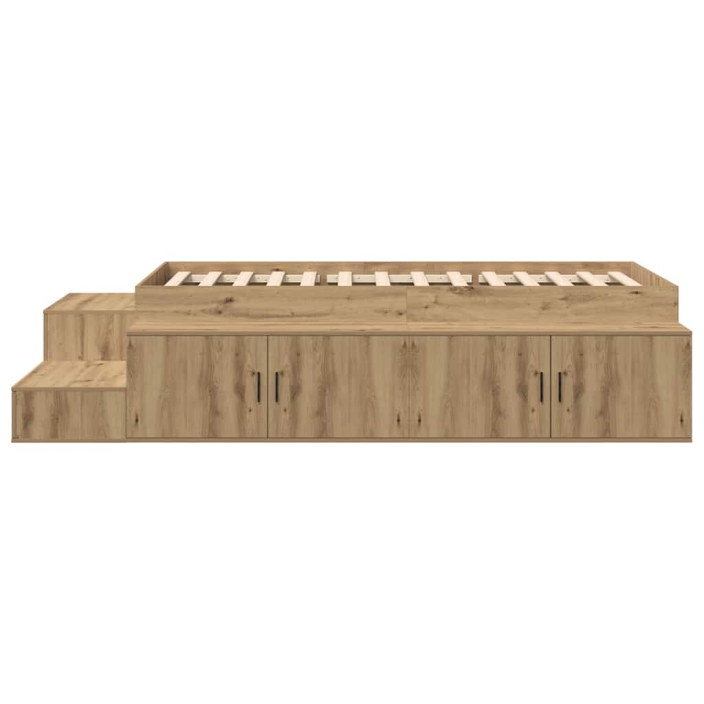 Aufbewahrungsbettgestell mit Speicher Weiß 80 cm Holzwerkstoff