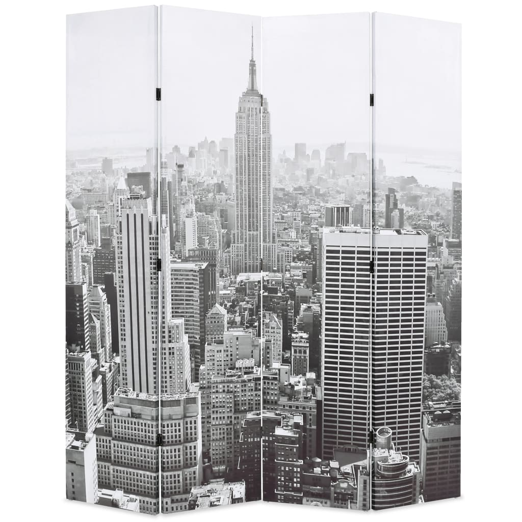 Raumteiler klappbar 120 x 170 cm New York bei Tag Schwarz-Weiß