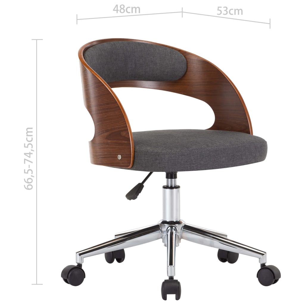 Drehbarer Bürostuhl Taupe Bugholz und Stoff