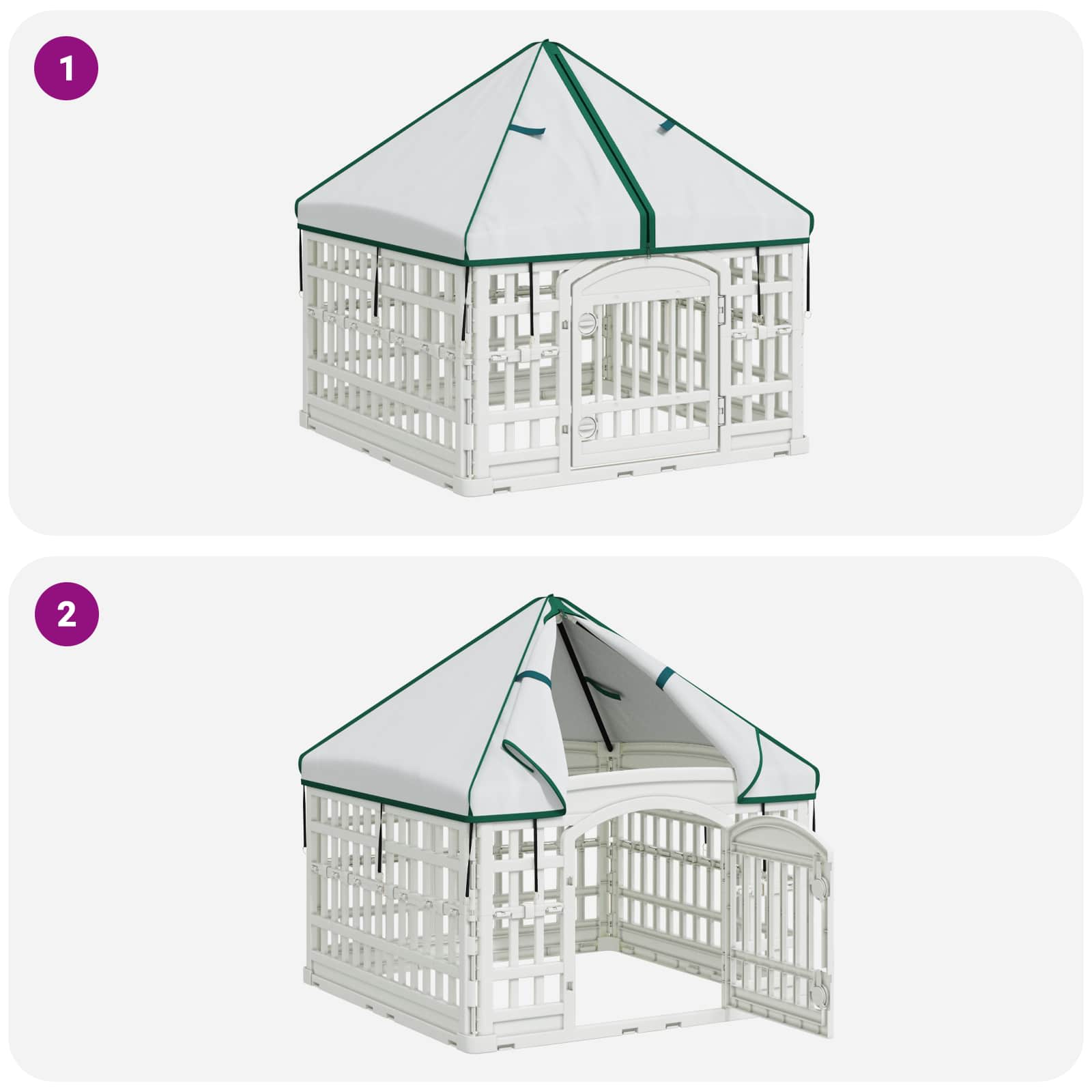 4-Panel-Hundespielplatz mit Dach 60 x 60 x 82 cm Kunststoff