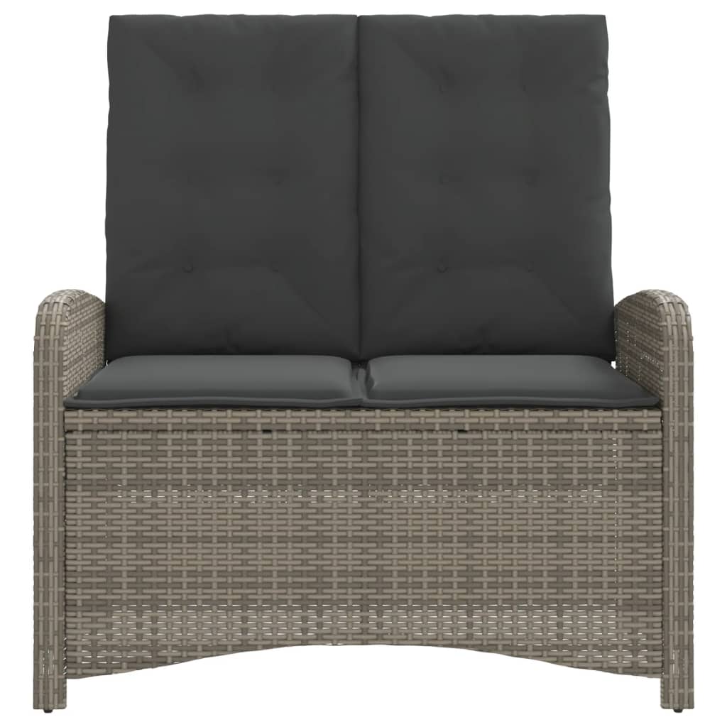 Gartenbank Verstellbar mit Kissen Schwarz Poly Rattan
