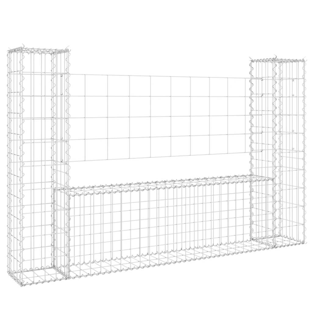 Gabionenkorb U-Form mit 2 Säulen Eisen 140x20x150 cm