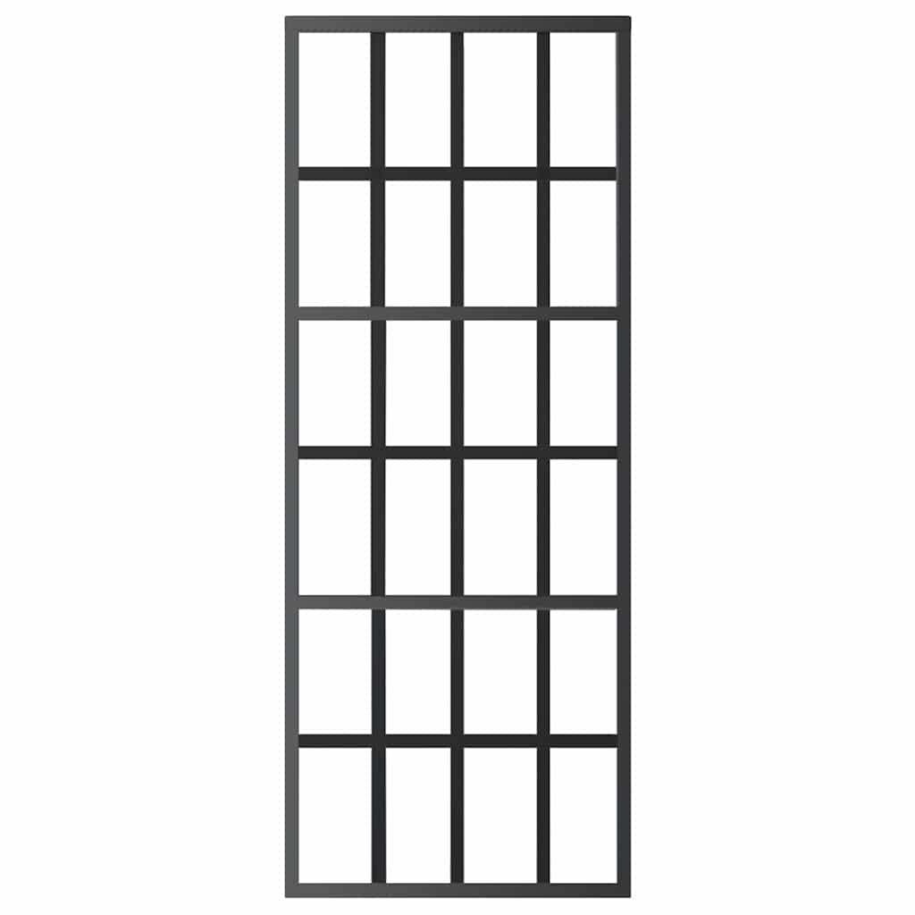 Schiebetür 3-teilig ESG-Glas und Aluminium 76x205 cm Schwarz