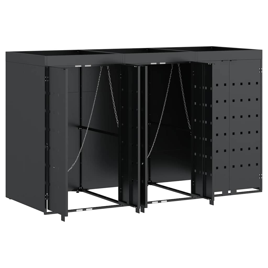 Mülltonnenbox für 2 Tonnen Schwarz 138x79x117 cm Stahl