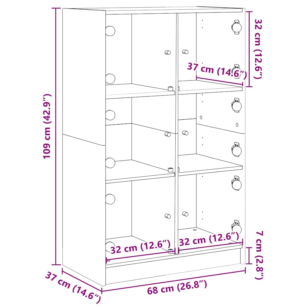 Bücherregal mit Türen Weiß 136x37x109 cm Holzwerkstoff