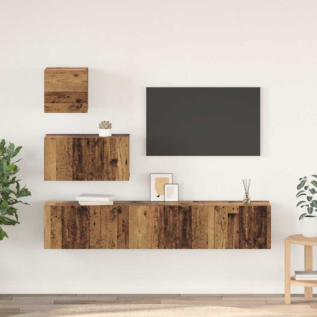 4-tlg. TV-Schrank-Set Weiß Holzwerkstoff