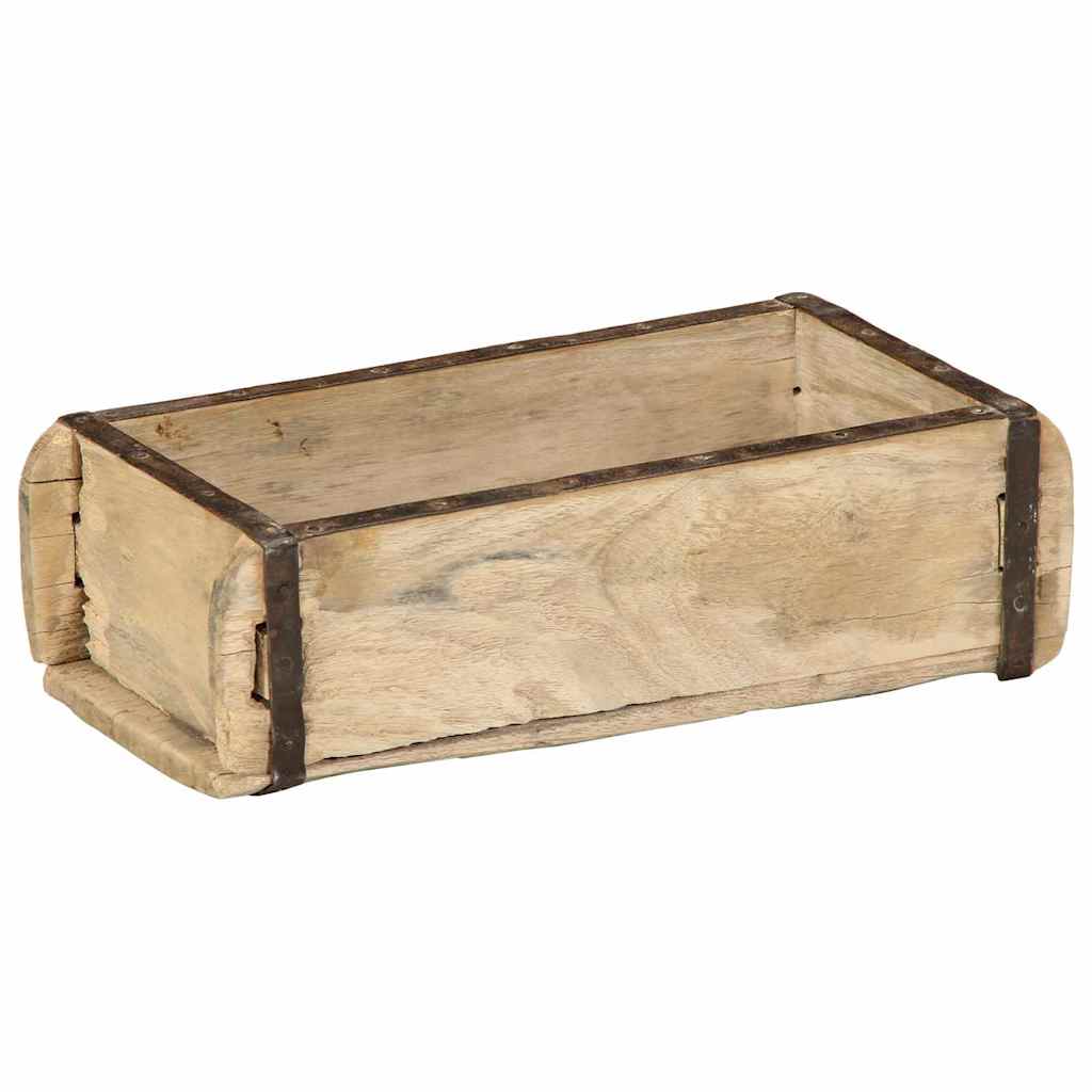 Tablett Braun 30 x 15 x 9 cm Massives upgecyceltes Holz