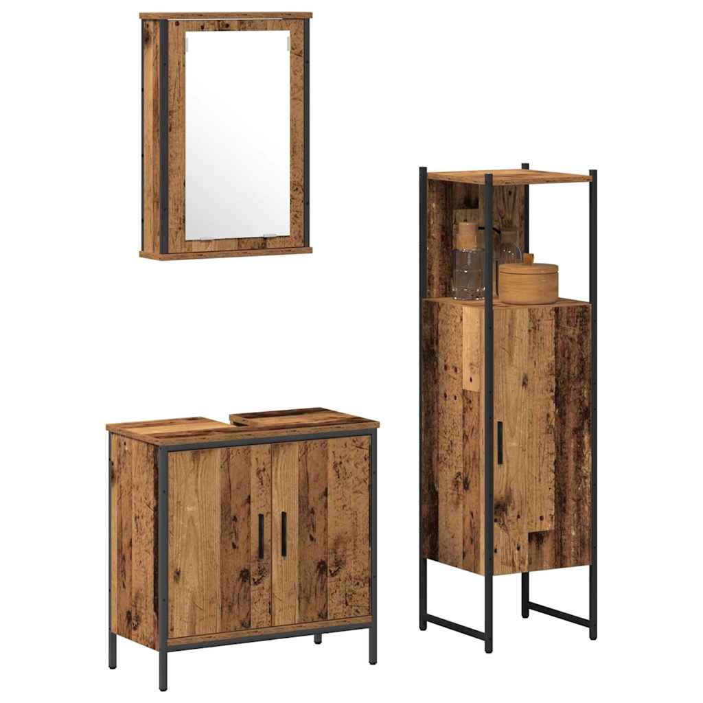 3-tlg. Badmöbel-Set Räuchereiche Holzwerkstoff