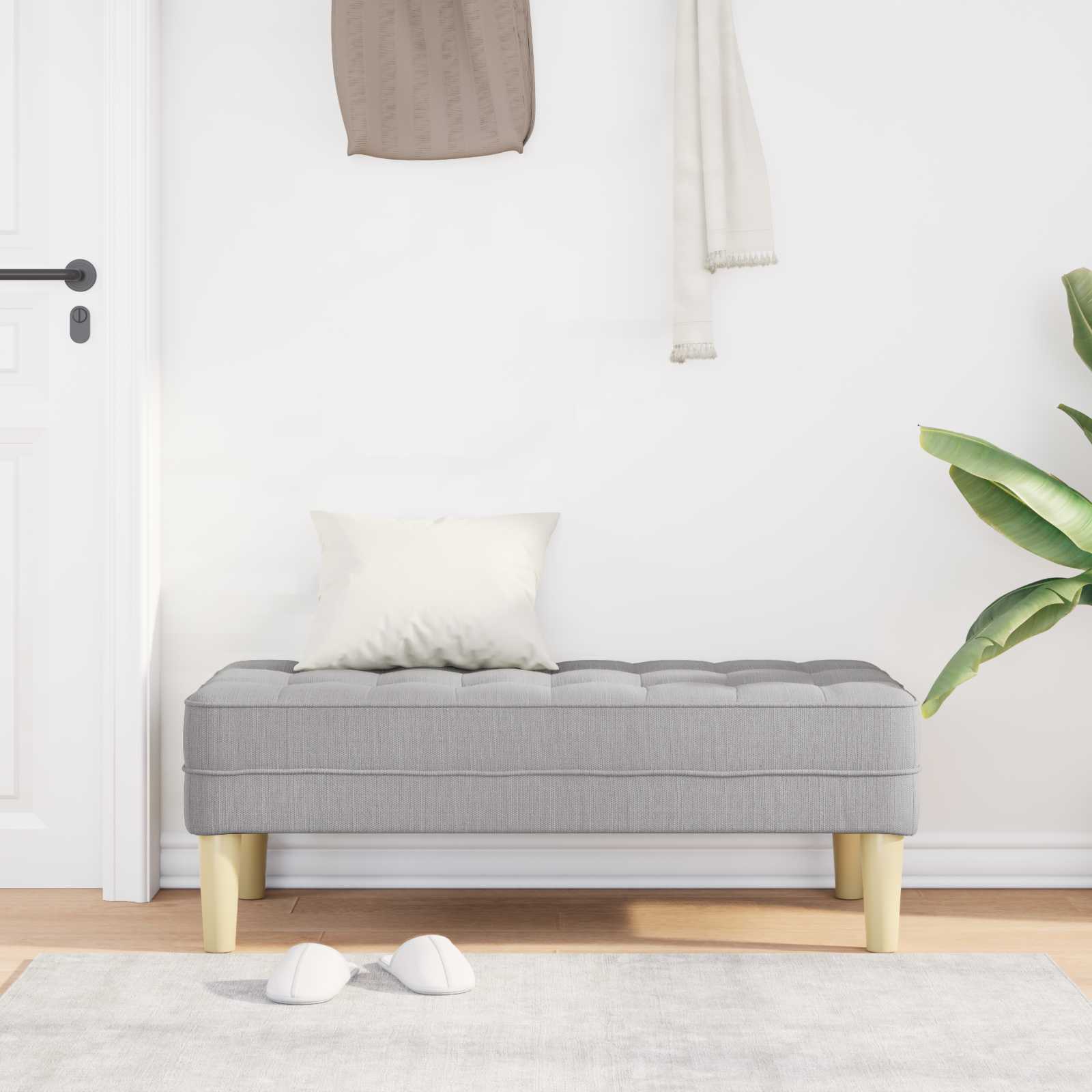 Bank mit Kissen Hellgrau 113 x 57 x 39 cm Stoff