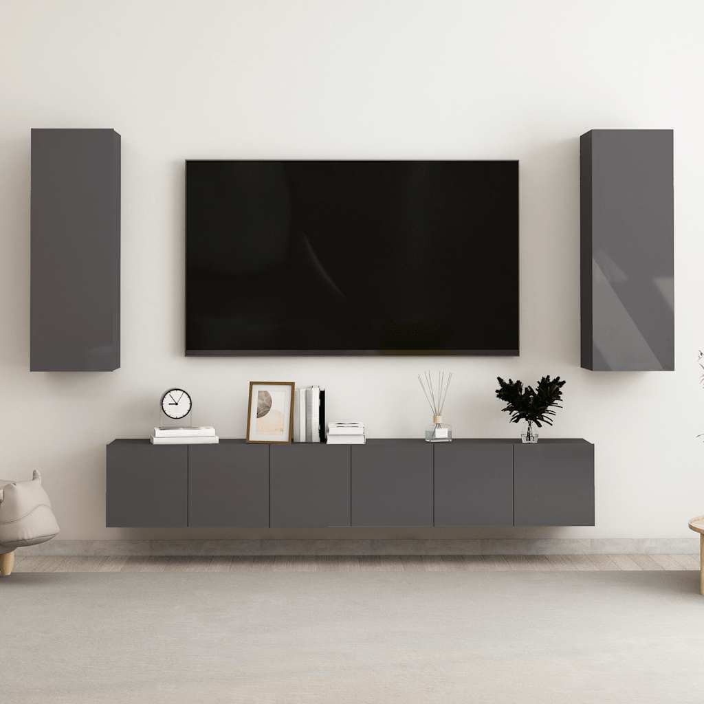 4-tlg. TV-Schrank-Set Weiß Holzwerkstoff