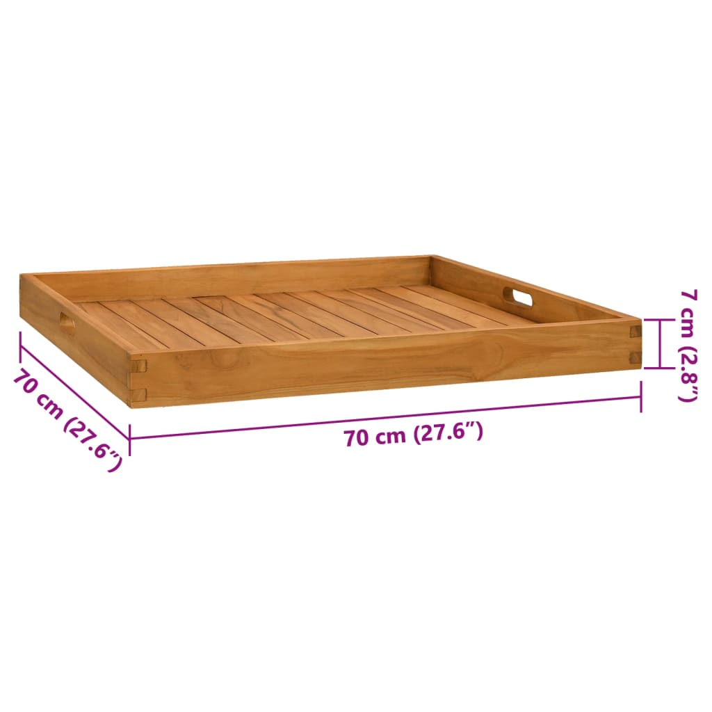 Serviertablett 60x60 cm Massivholz Teak