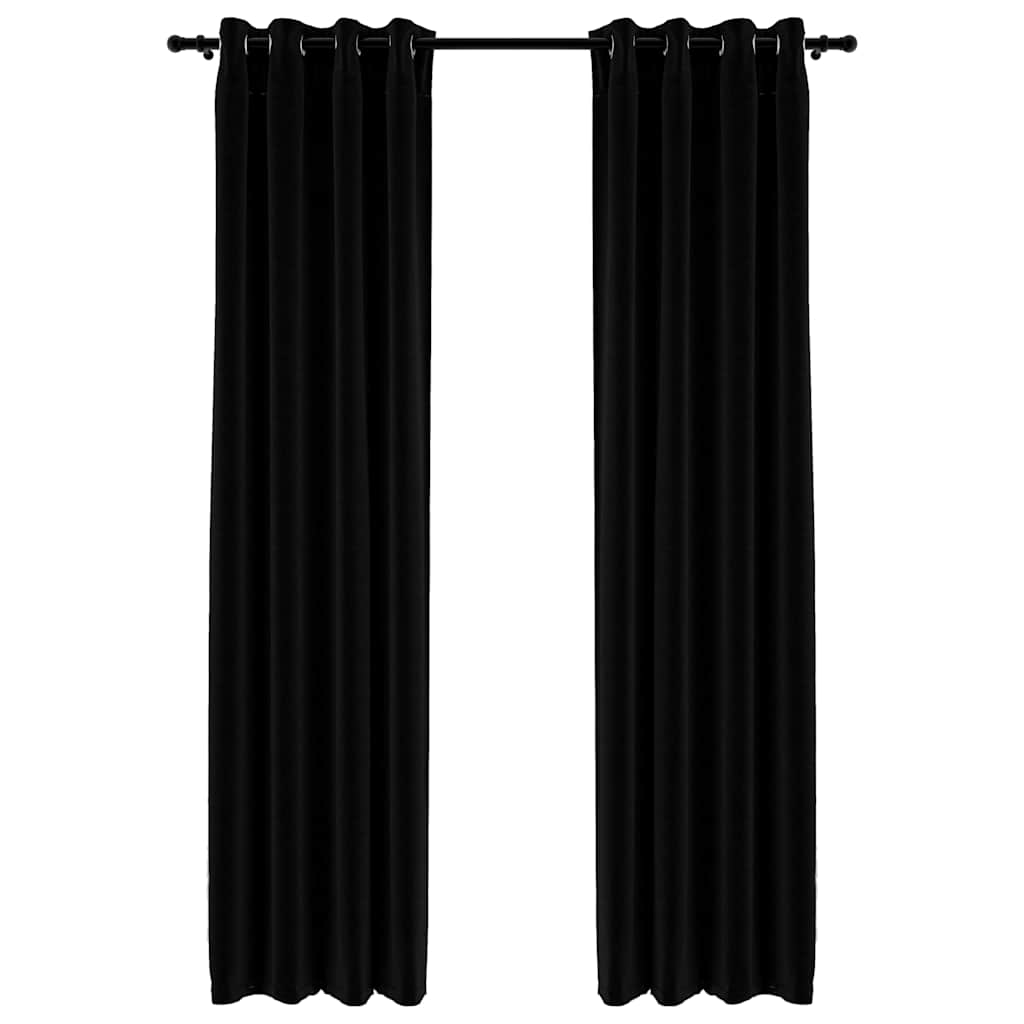 Verdunkelungsvorhänge Ösen Leinenoptik 2 Stk. Schwarz 140x175cm