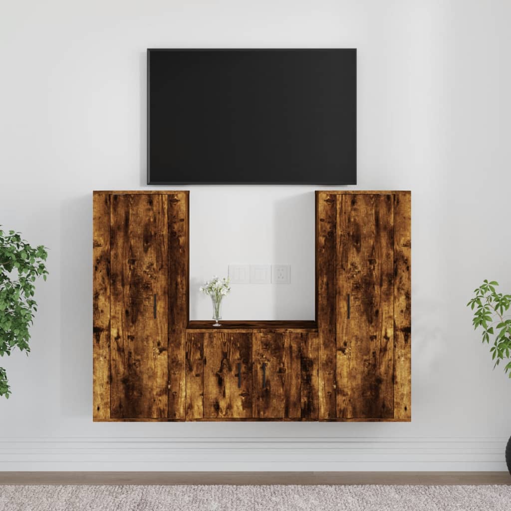 3-tlg. TV-Schrank-Set Weiß Holzwerkstoff