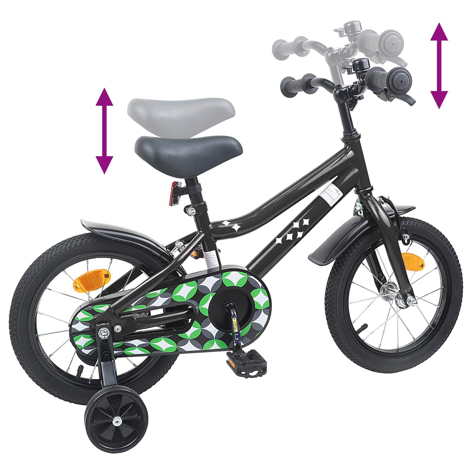 Kinderfahrrad 12 Zoll für 2-4 Jahre alt Schwarz