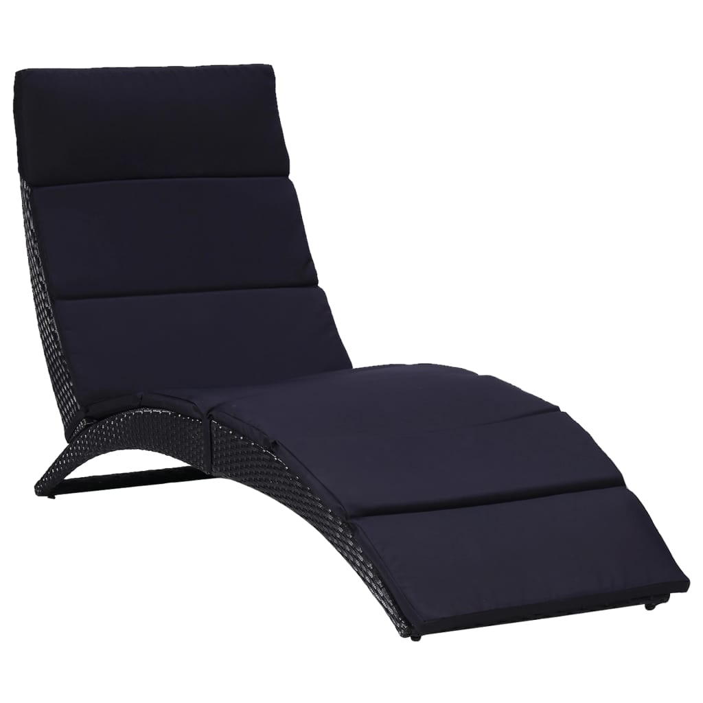 Klappbare Sonnenliege mit Auflage Poly Rattan Braun