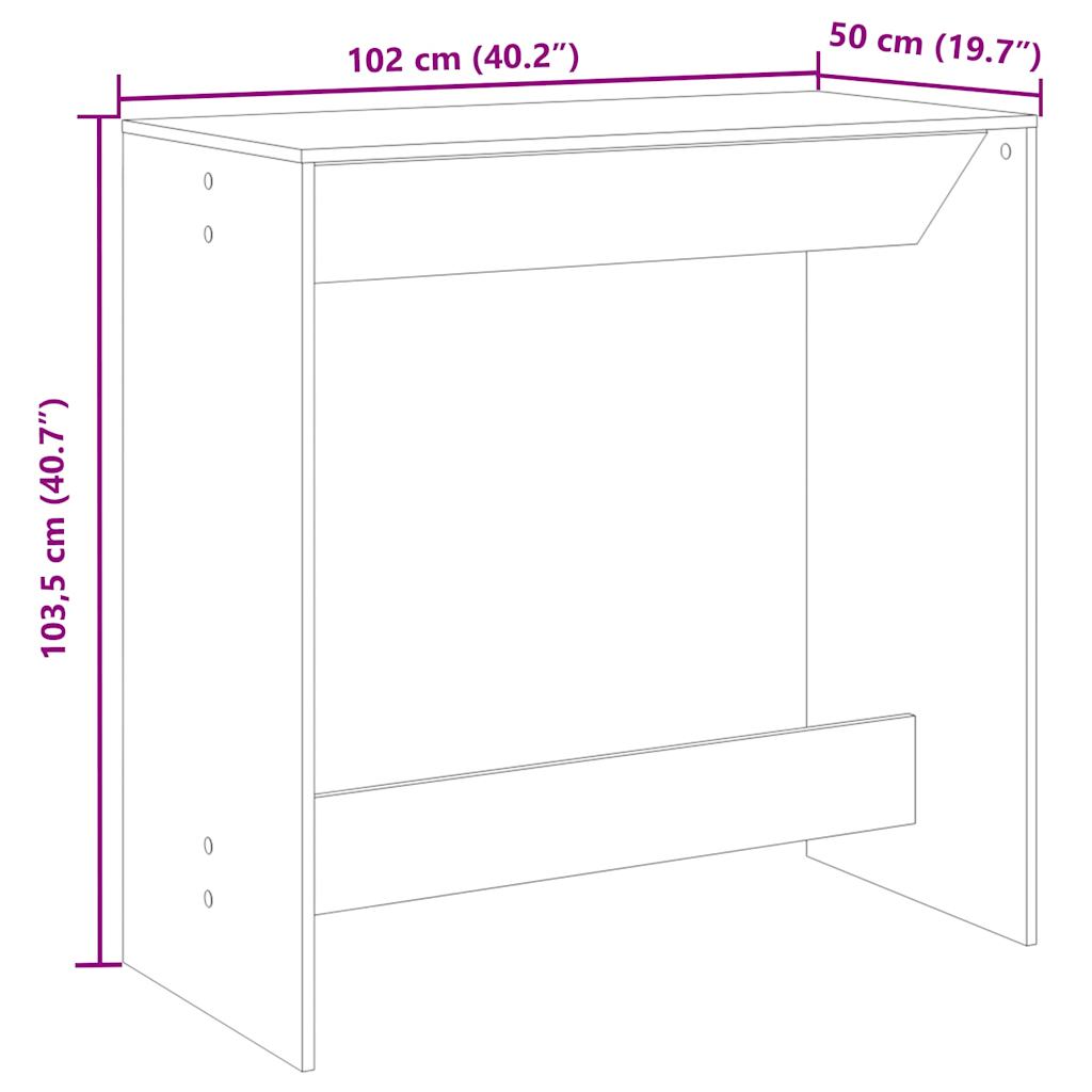 Bartisch Schwarz Eichen-Optik 102 x 50 x 103,5 cm Holzwerkstoff