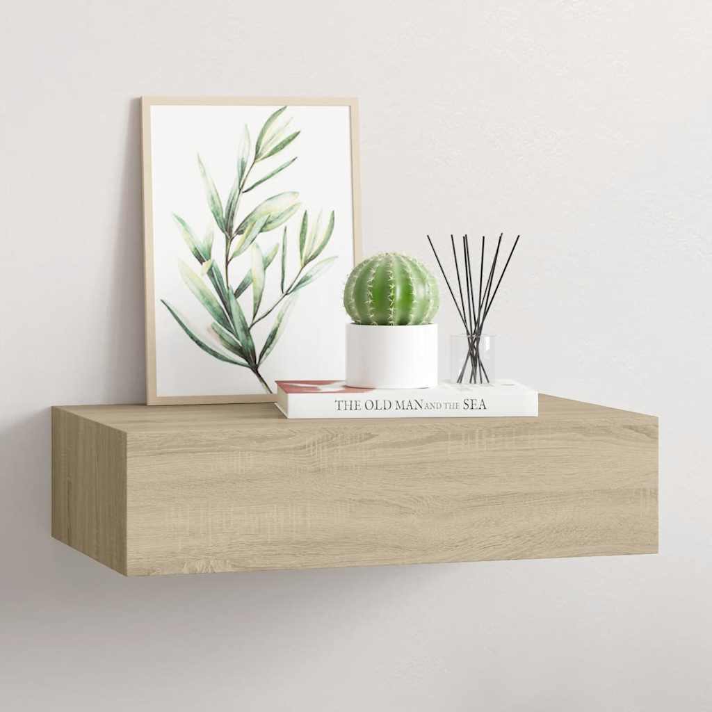 Wandregal mit Schublade Weiß 40x23,5x10 cm MDF