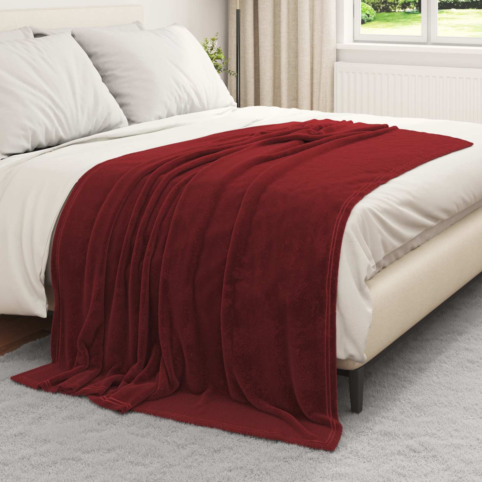 Überwurfdecke Beige 130 x 150 cm Fleece