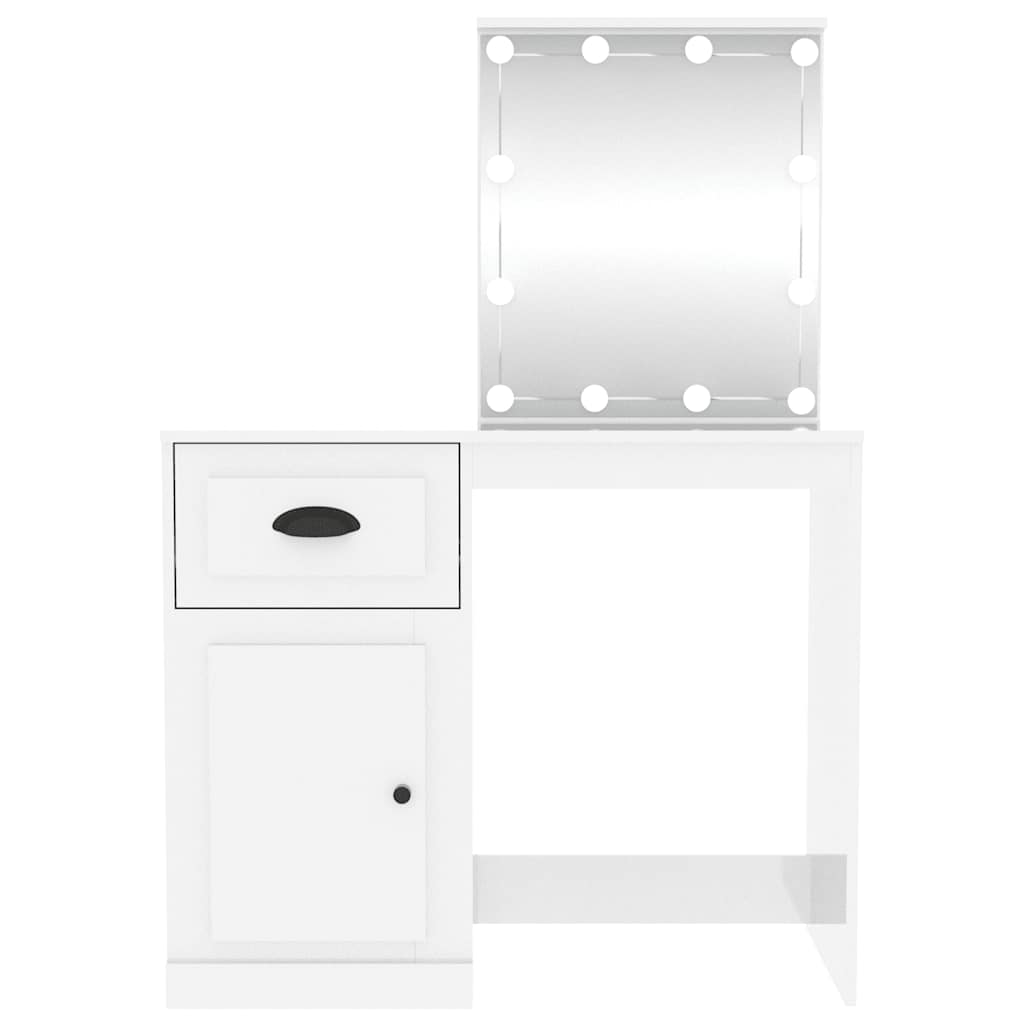 Schminktisch mit Spiegel Weiß 90x50x132,5 cm Holzwerkstoff