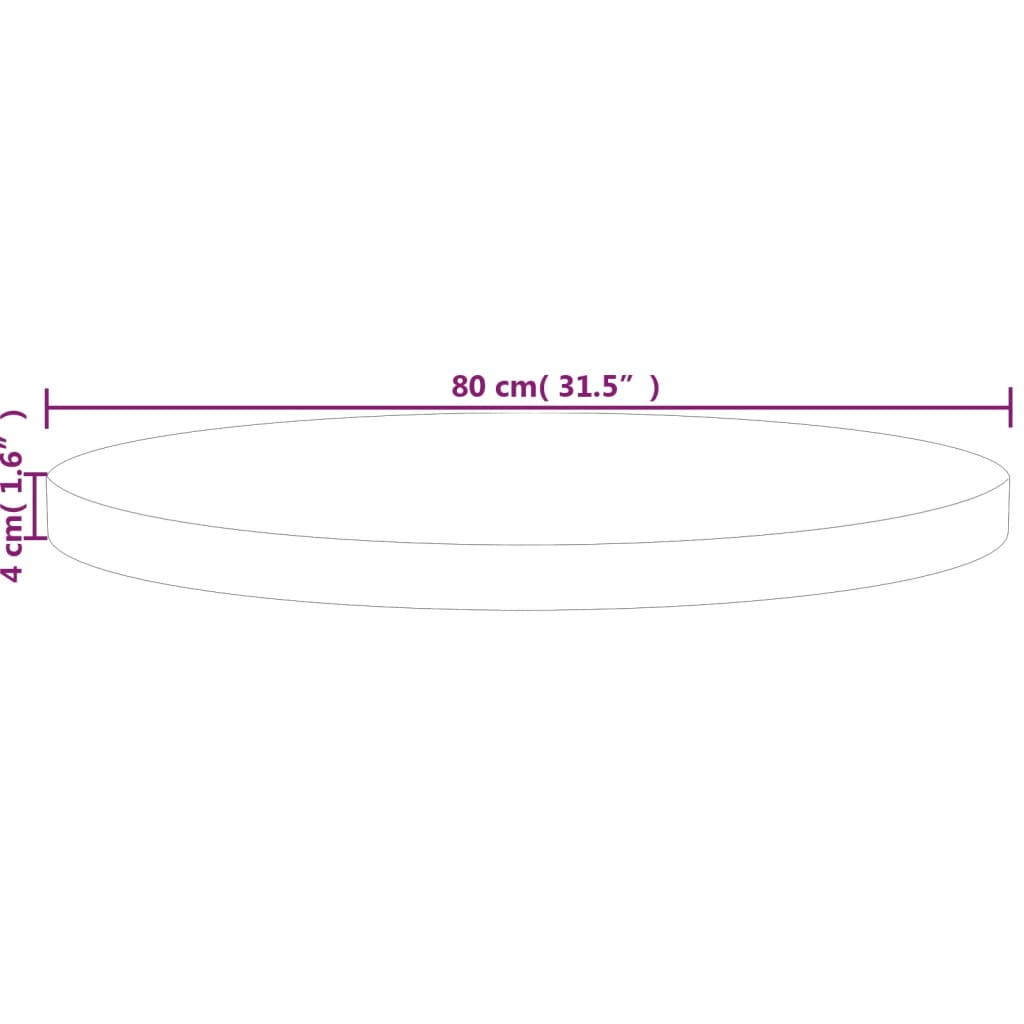 Runde Tischplatte Ø30x1,5 cm Unbehandeltes Massivholz Eiche
