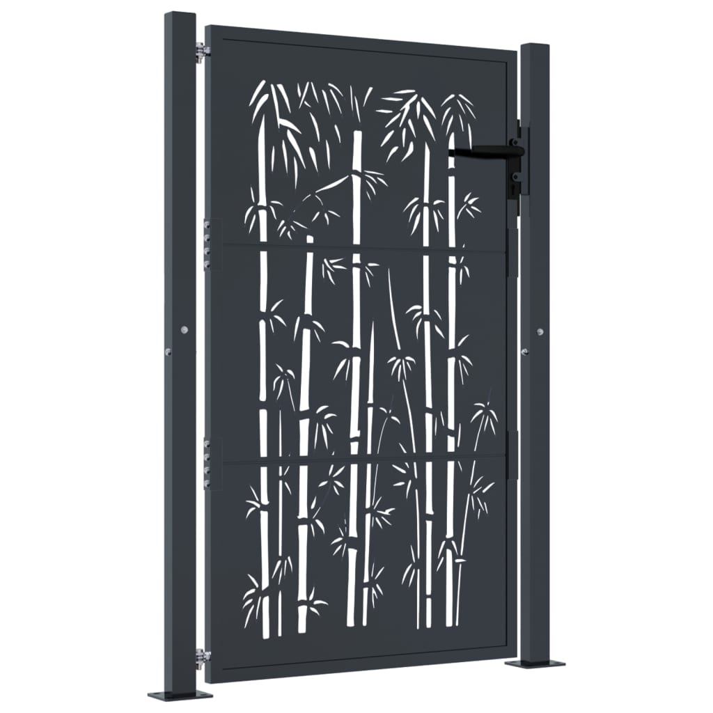 Gartentor Anthrazit 100x75 cm Stahl Bambus-Design