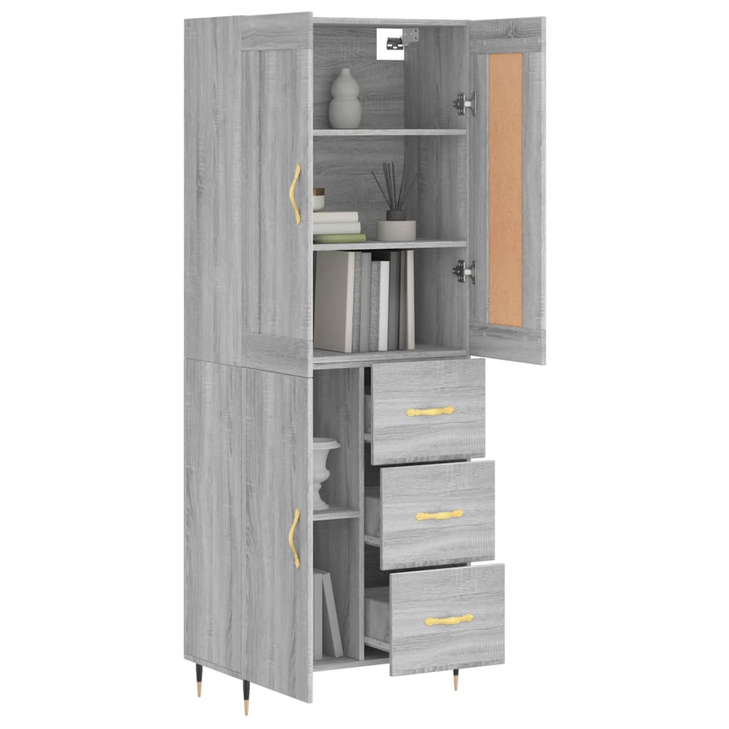 Highboard Betongrau 69,5x34x180 cm Holzwerkstoff