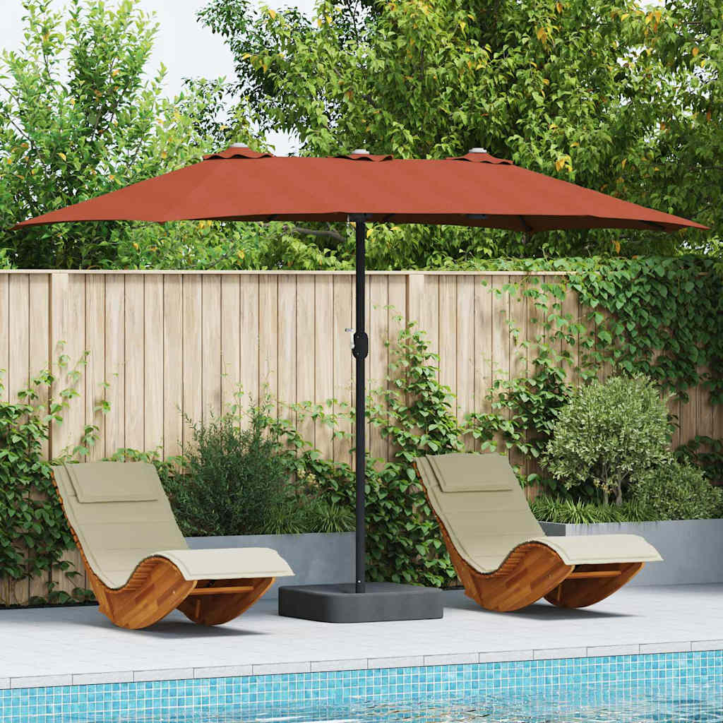 Garten-Sonnenschirm Sand 385 x 209 x 244 cm Polyester und Stahl