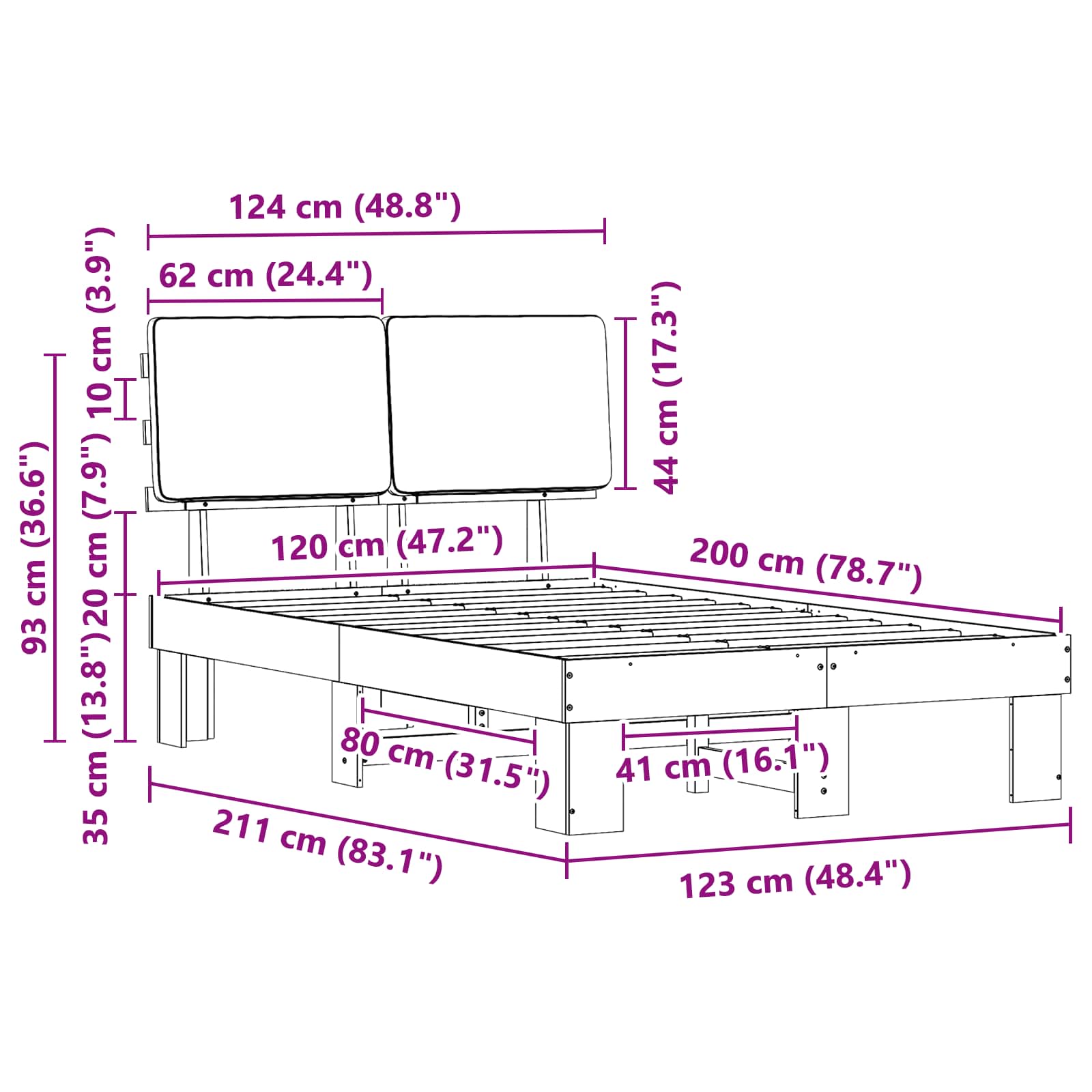Bettgestell mit gepolstertem Kopfteil Hellgrau 200 x 200 cm