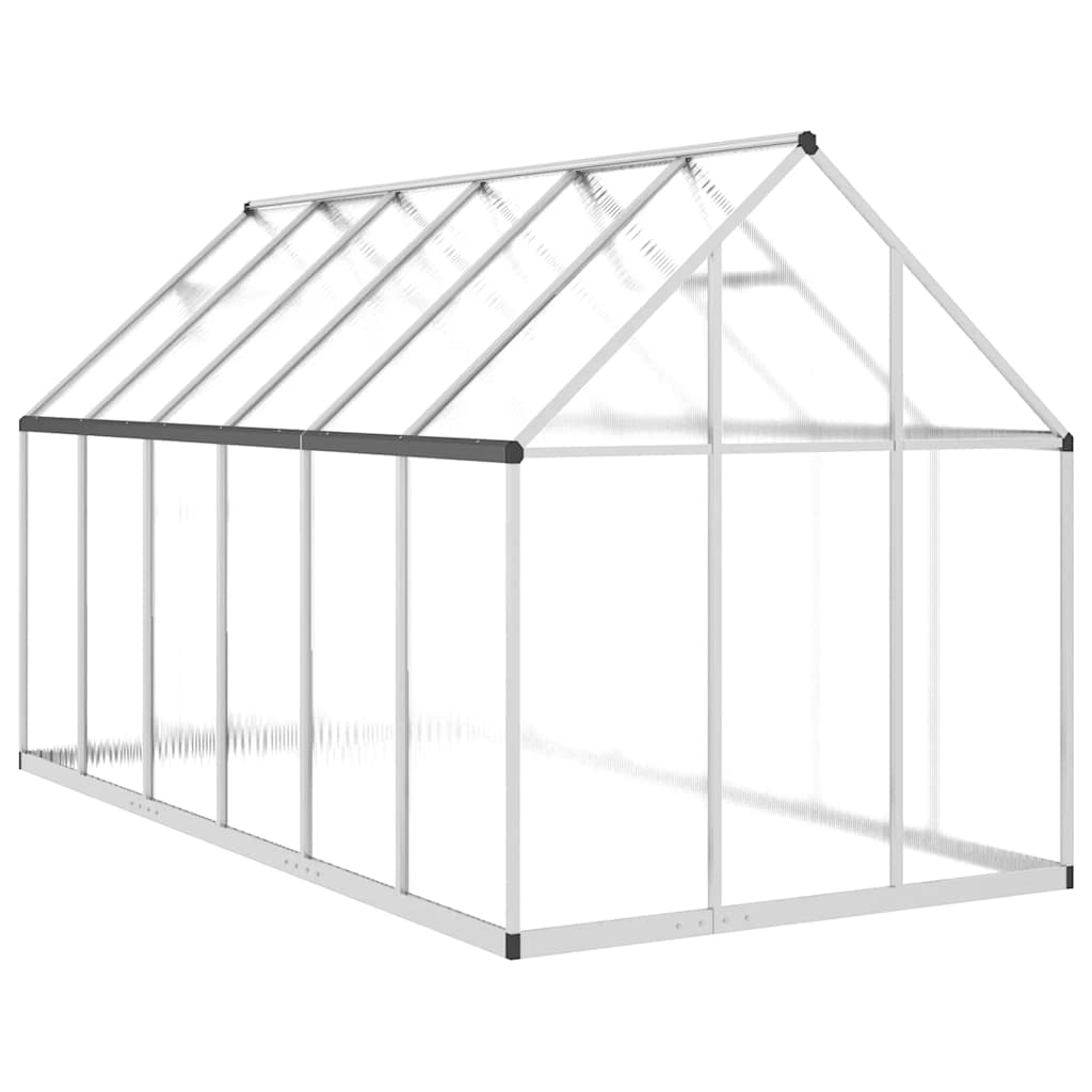 Gewächshaus mit Fundamentrahmen Silber 334x169x202cm Aluminimum