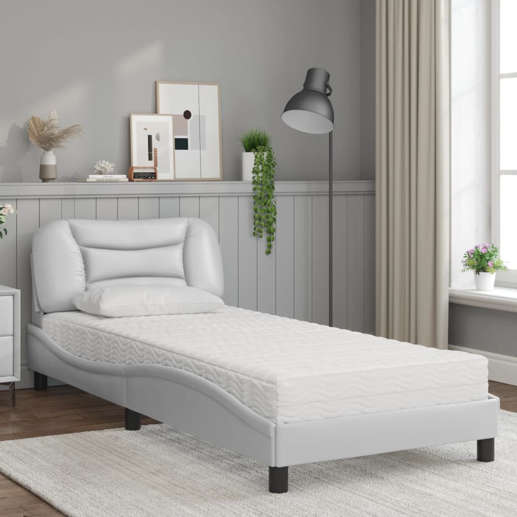 Bett mit Matratze "Hvar" Schwarz 80x200 cm Kunstleder