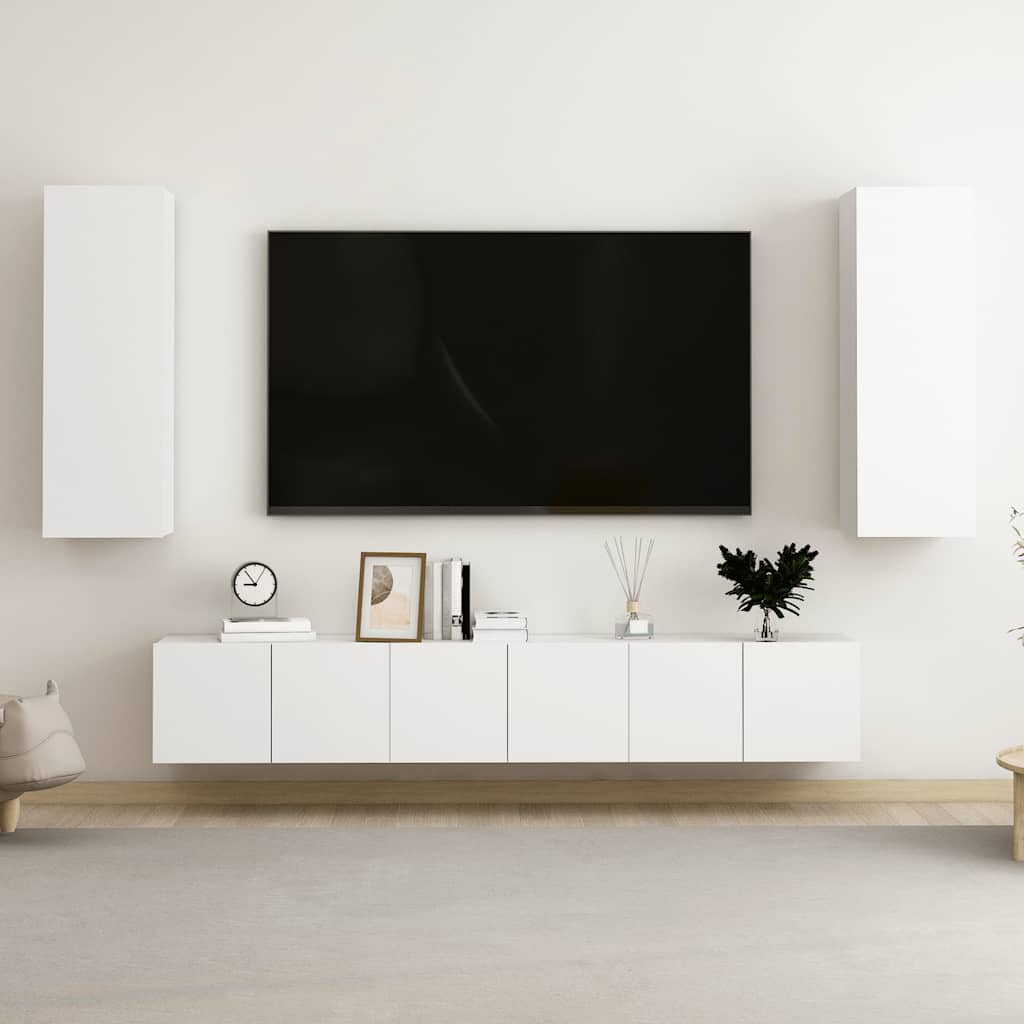 4-tlg. TV-Schrank-Set Weiß Holzwerkstoff