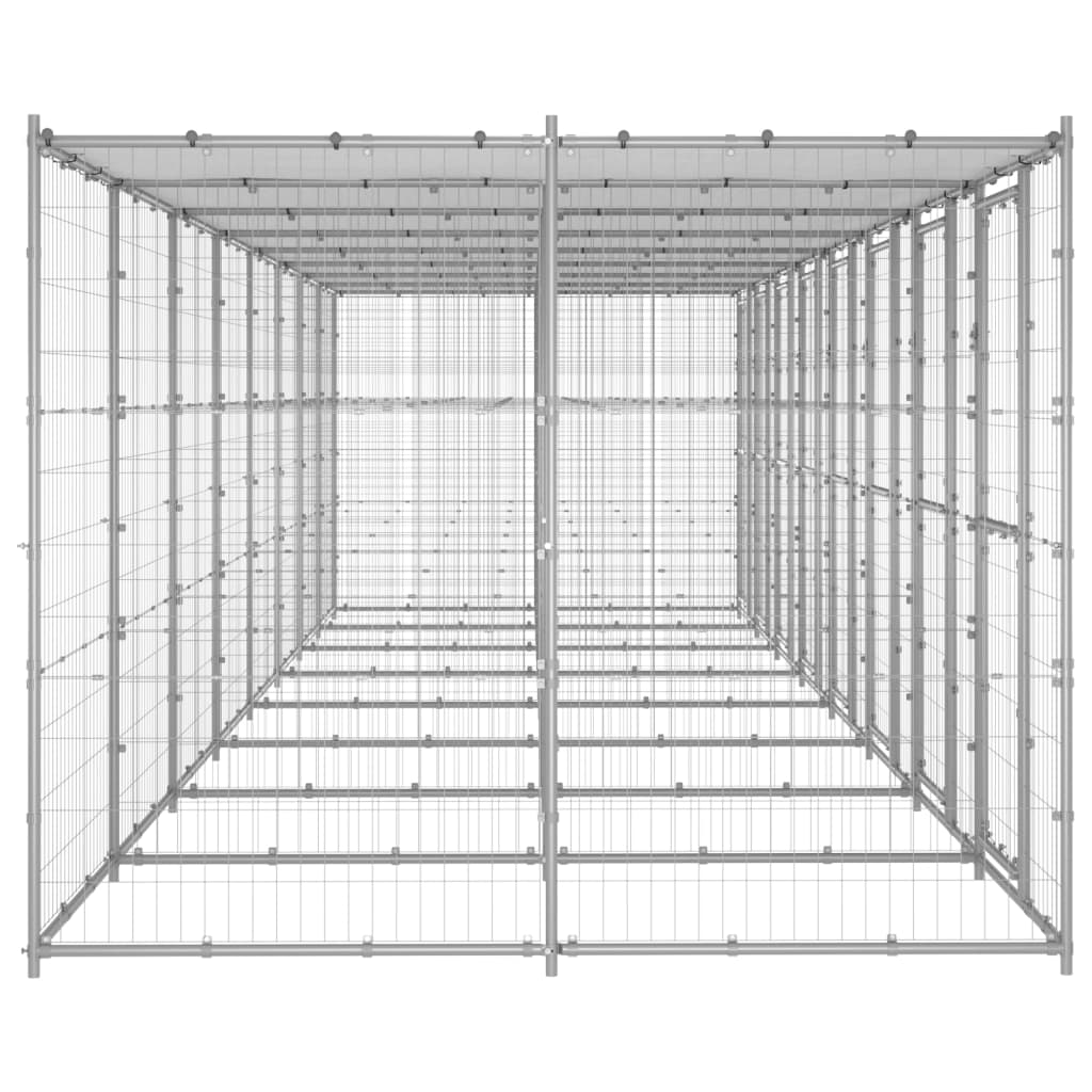 Outdoor-Hundezwinger Stahl mit Überdachung 110x220x180 cm