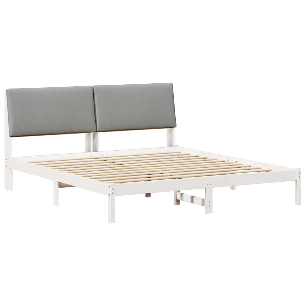 Bettgestell Braun und hellgrau 200 x 200 cm Massivholz Kiefer